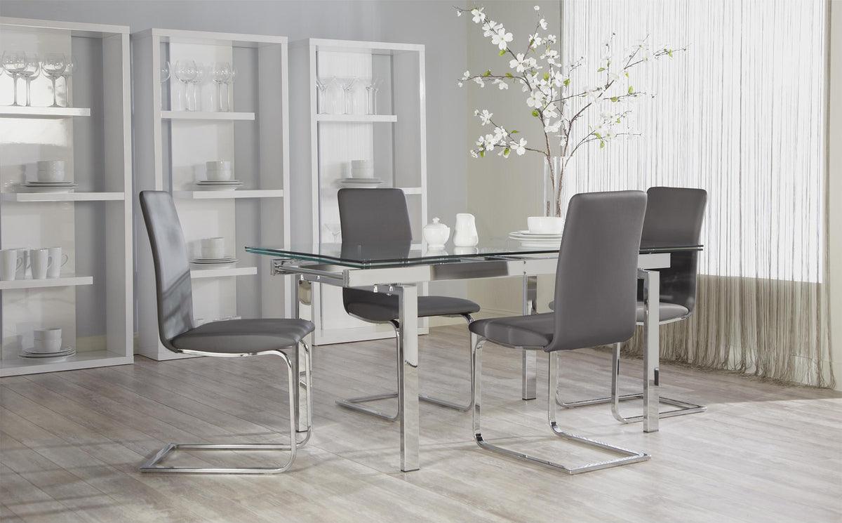 Euro Style Dining Chairs - Cinzia Dining Chair in Gray with Chrome Legs - Set of 2