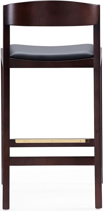 Manhattan Comfort Barstools - Klismos 36.75 in. Black and Dark Walnut Beech Wood Counter Height Bar Stool (Set of 2)
