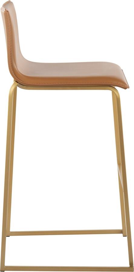 Lumisource Barstools - Mara Barstool In Gold Steel & Camel Faux Leather (Set of 2)