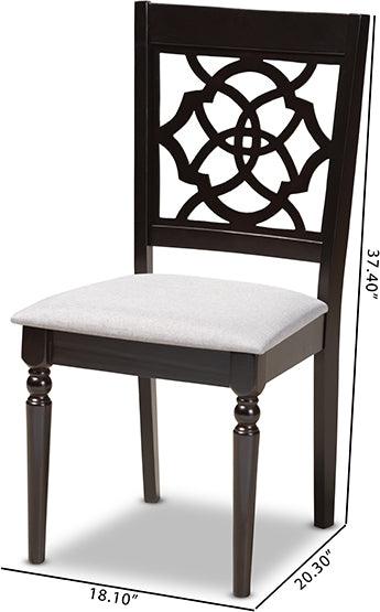 Wholesale Interiors Dining Chairs - Renaud Contemporary Grey Fabric Espresso Brown Wood Dining Chair Set of 4