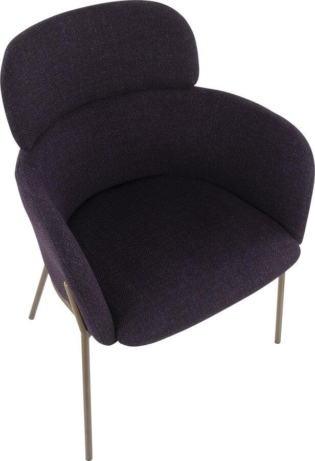 Lumisource Accent Chairs - Milan Contemporary Chair In Antique Brass Metal & Purple Noise Fabric (Set of 2)