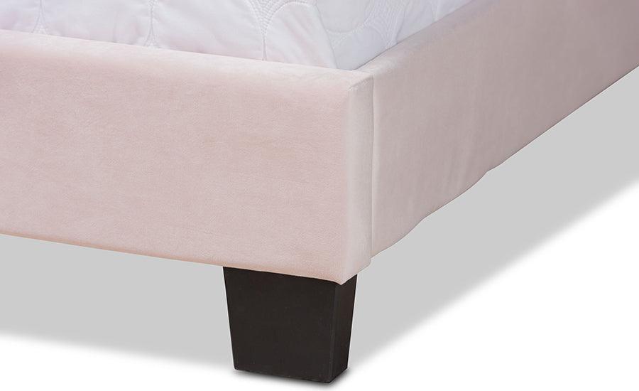 Wholesale Interiors Beds - Benjen Glam Light Pink Velvet Fabric Upholstered Full Size Panel Bed