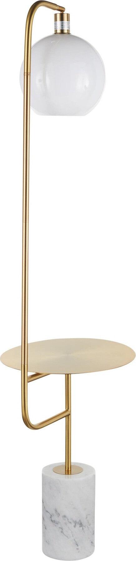 Lumisource Floor Lamps - Symbol Floor Lamp with Side Table White & Gold