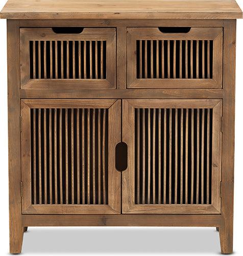 Wholesale Interiors Bedroom Organization - Clement Medium Oak Finished 2-Door And 2-Drawer Wood Spindle Accent Storage Cabinet