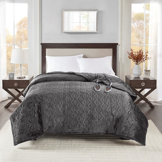 Olliix.com Heated Blankets - Heated Blanket Grey Twin