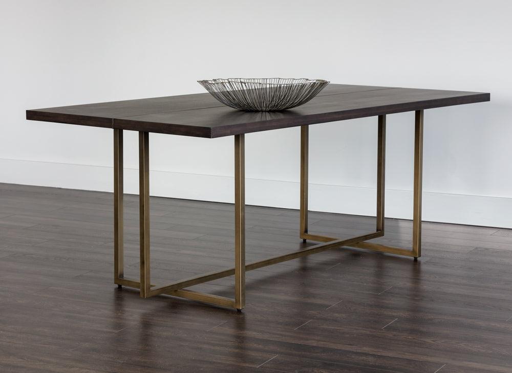 SUNPAN Dining Tables - Jade Dining Table - Antique Brass - Dark Mango - 79" Brown