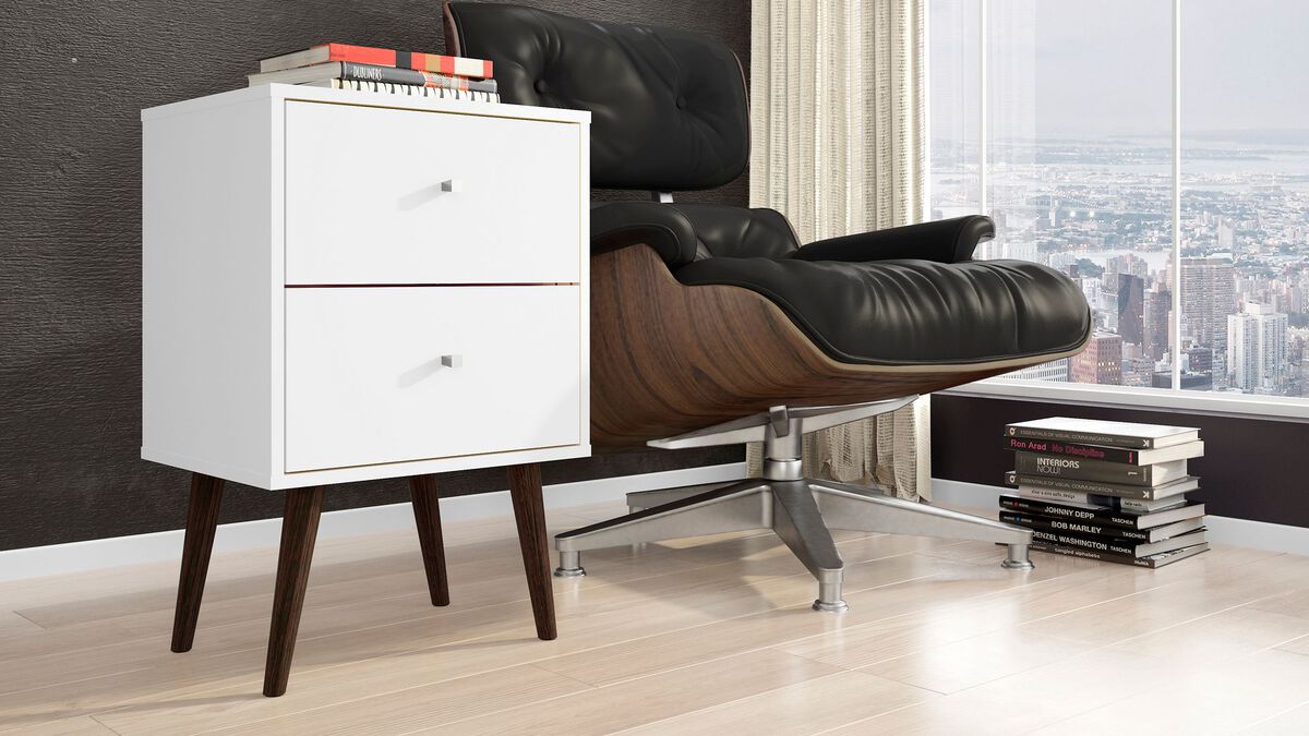 Manhattan Comfort Nightstands & Side Tables - Liberty Mid-Century - Modern Nightst& 2.0 White