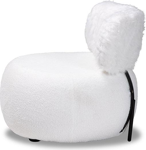 Wholesale Interiors Accent Chairs - Tayla Modern and Contemporary White Fabric Upholstered and Black Metal Accent Chair