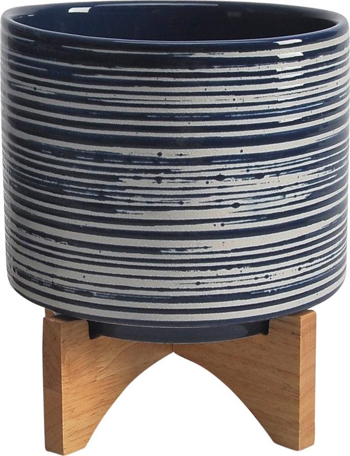 Sagebrook Home Planters - Ceremicamic Set Of 2 8/10" Planter On Stand Blue
