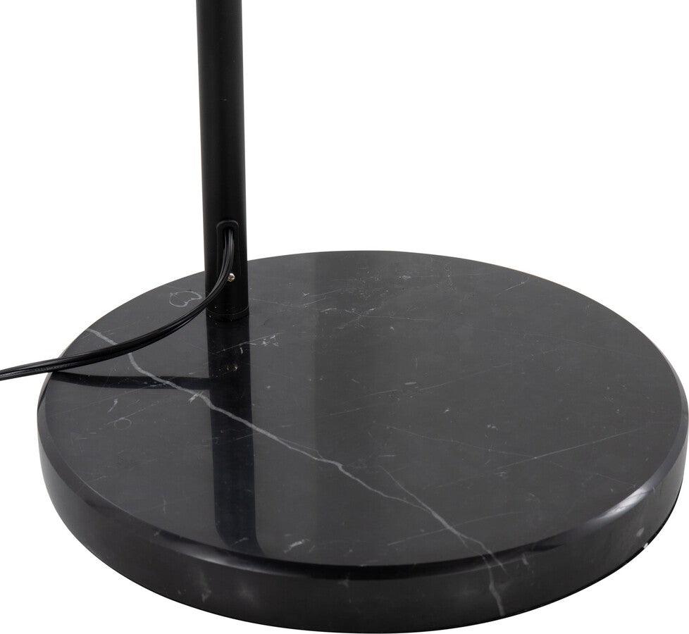 Lumisource Floor Lamps - March Contemporary Floor Lamp In Black Marble & Black Metal With Grey Linen Shade