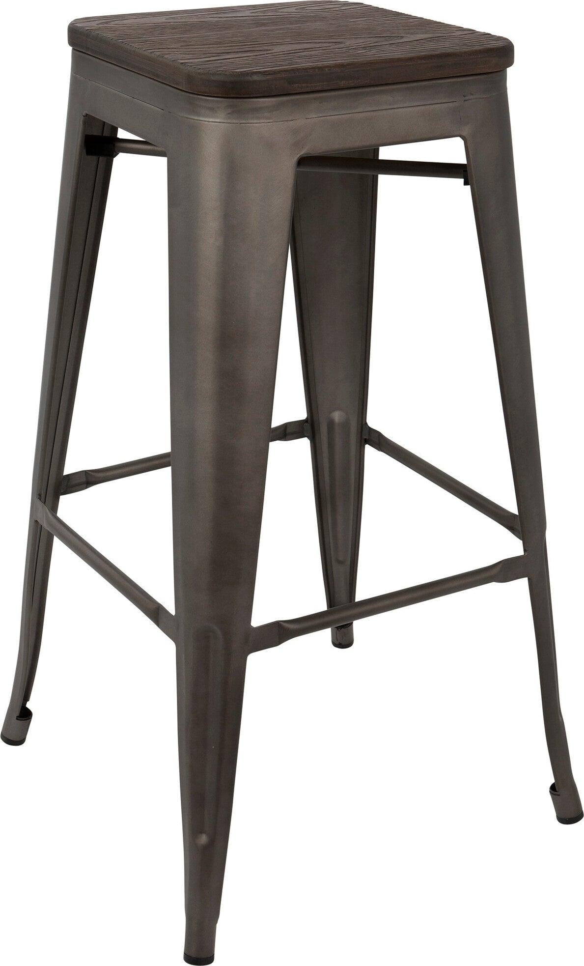 Lumisource Barstools - Oregon Barstool Dark Espresso & Antique Finish (Set of 2)