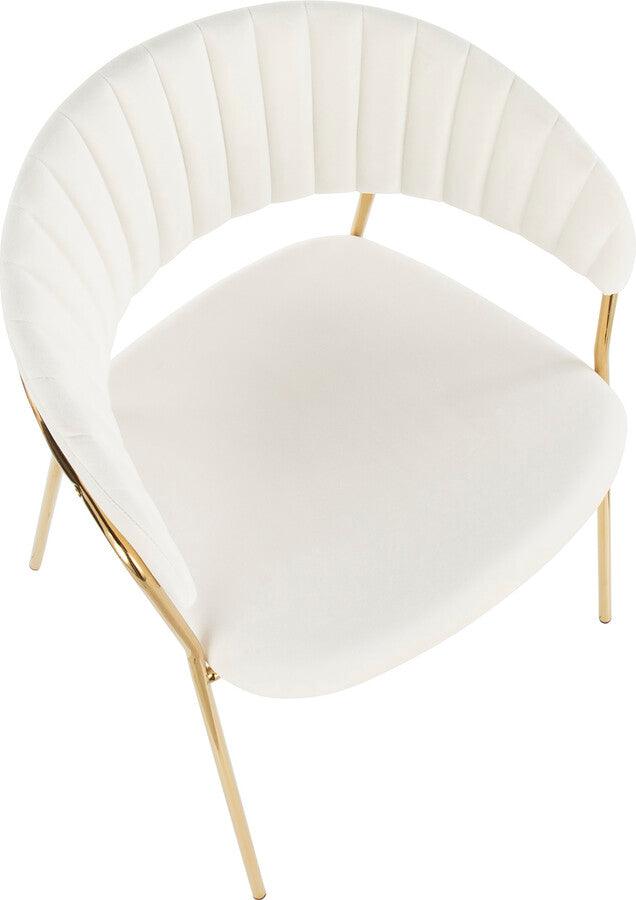Lumisource Dining Chairs - Tania Contemporary-Glam Chair in Gold Metal with White Velvet - Set of 2