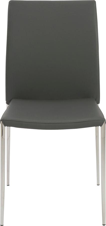 Euro Style Dining Chairs - Diana Stacking Side Chair in Gray with Polished Stainless Steel Legs - Set of 2