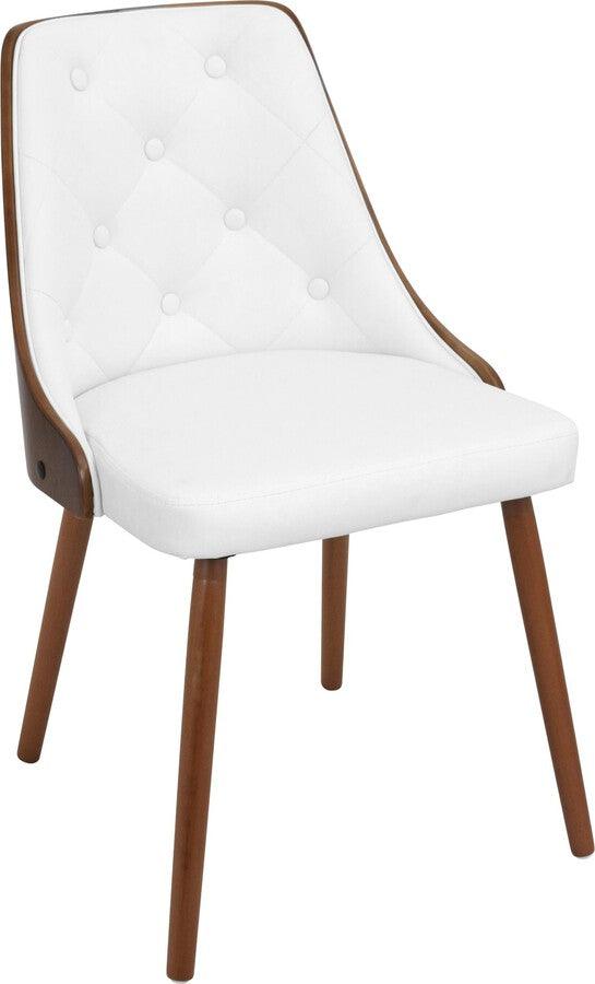 Lumisource Dining Chairs - Gianna Mid-Century Modern Dining/Accent Chair in Walnut with White Faux Leather
