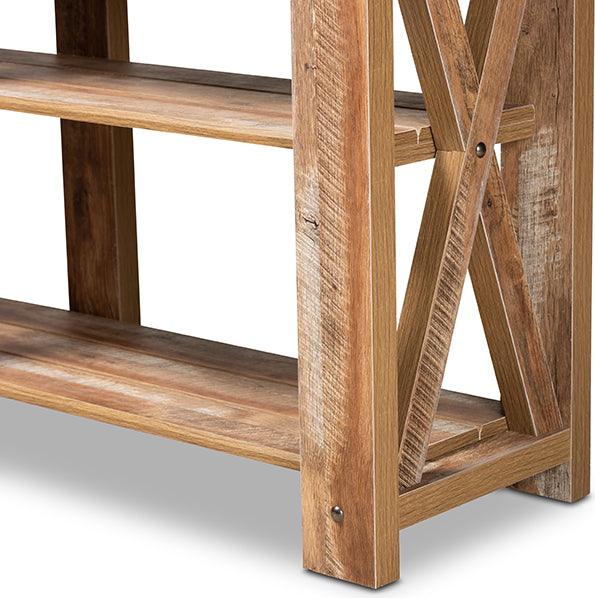 Wholesale Interiors Consoles - Angelo Modern and Contemporary Rustic Oak Brown Finished Wood Console Table