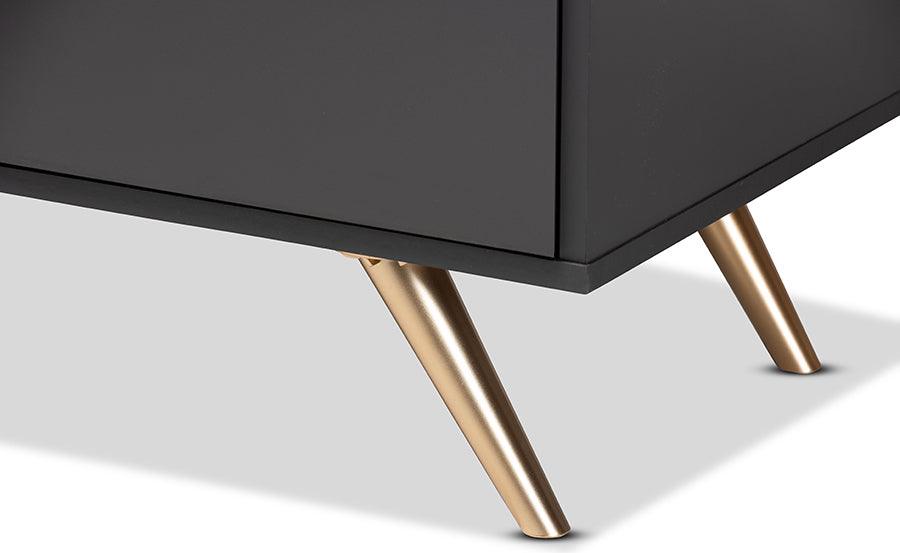 Wholesale Interiors Chest of Drawers - Kelson Dark Grey and Gold Finished Wood 5-Drawer Chest