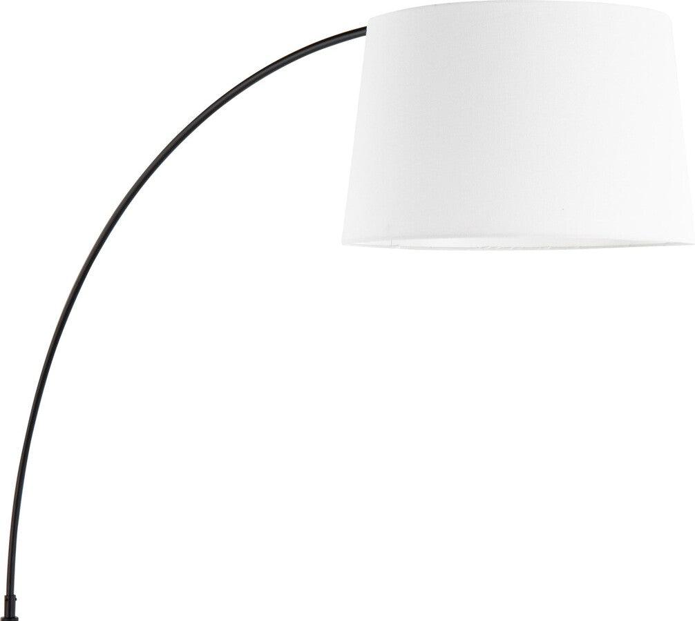 Lumisource Floor Lamps - March Contemporary Floor Lamp In Black Marble & Black Metal With White Linen Shade
