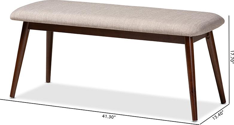 Wholesale Interiors Benches - Flora Light Grey Walnut Wood Dining Bench