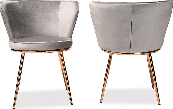 Wholesale Interiors Dining Chairs - Farah Glamour Dining Chair Gray & Rose Gold (Set of 2)