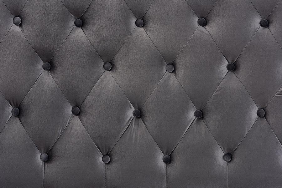 Wholesale Interiors Headboards - Clovis Modern and Contemporary Grey Velvet Fabric Upholstered Full Size Headboard