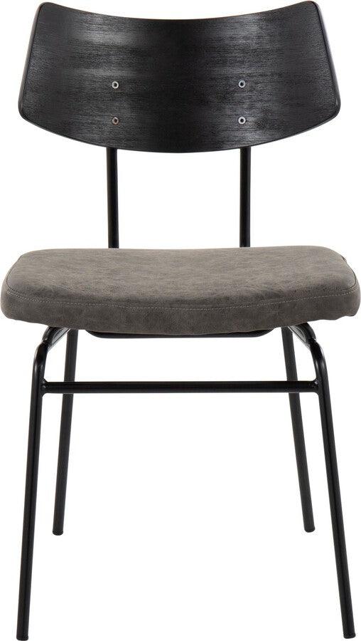 Lumisource Accent Chairs - Walker Chair In Black Metal, Dark Grey Faux Leather, & Black Wood (Set of 2)