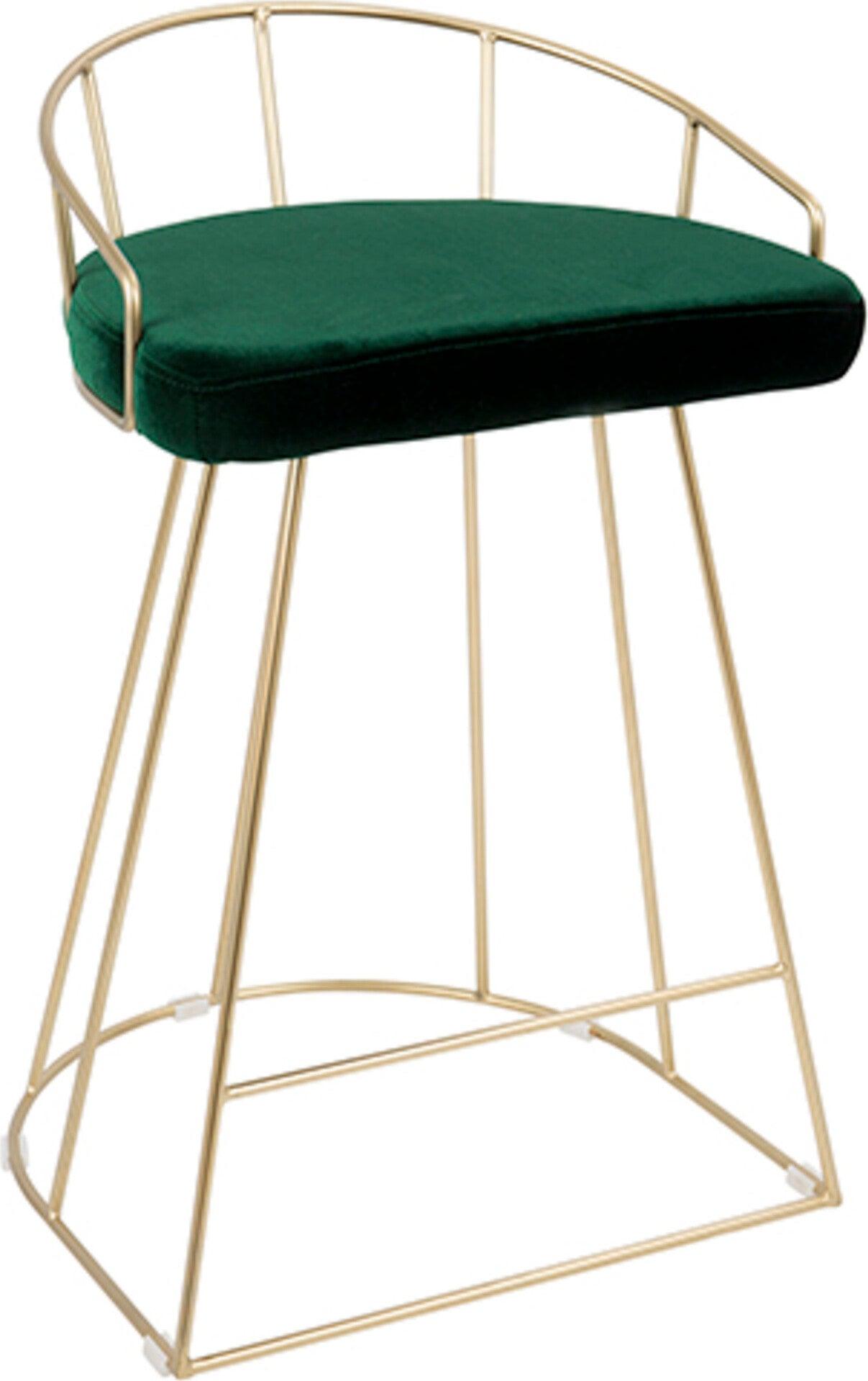 Lumisource Barstools - Canary Counter Stool Gold & Green (Set of 2)