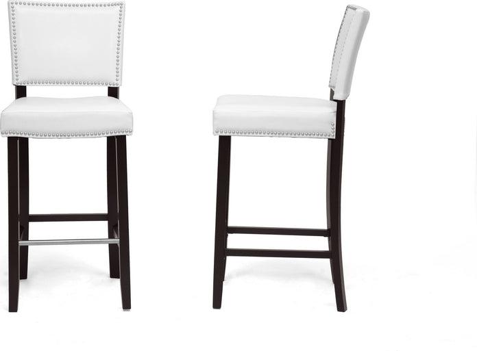 Wholesale Interiors Barstools - Aries White Modern Bar Stool with Nail Head Trim (Set of 2)