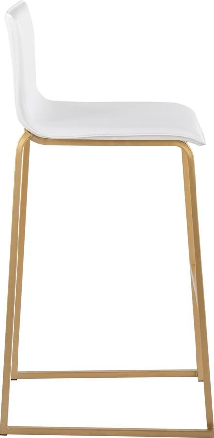 Lumisource Barstools - Mara Barstool In Gold Steel & White Faux Leather (Set of 2)
