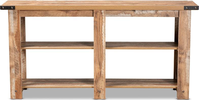 Wholesale Interiors Consoles - Angelo Modern and Contemporary Rustic Oak Brown Finished Wood Console Table