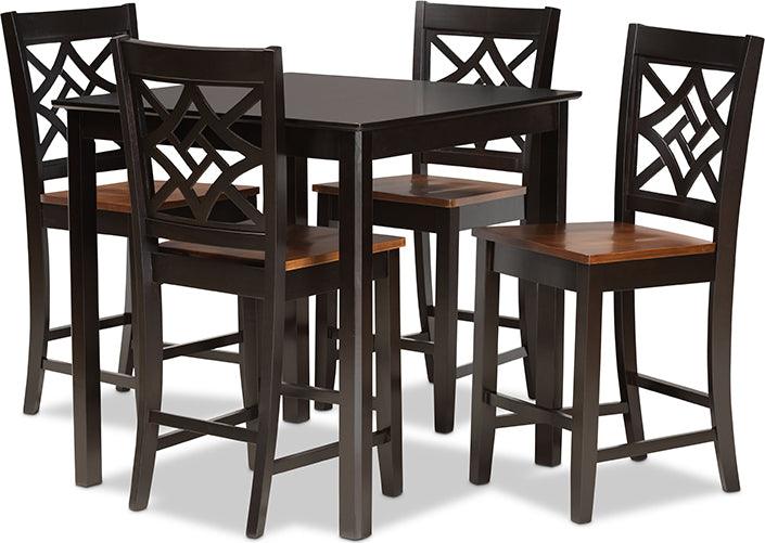 Wholesale Interiors Dining Sets - Nicolette Contemporary Dark Brown and Walnut Brown Finished Wood 5-Piece Pub Set