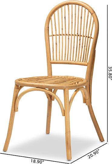 Wholesale Interiors Dining Chairs - Wina Modern Bohemian Natural Brown Rattan 2-Piece Dining Chair Set