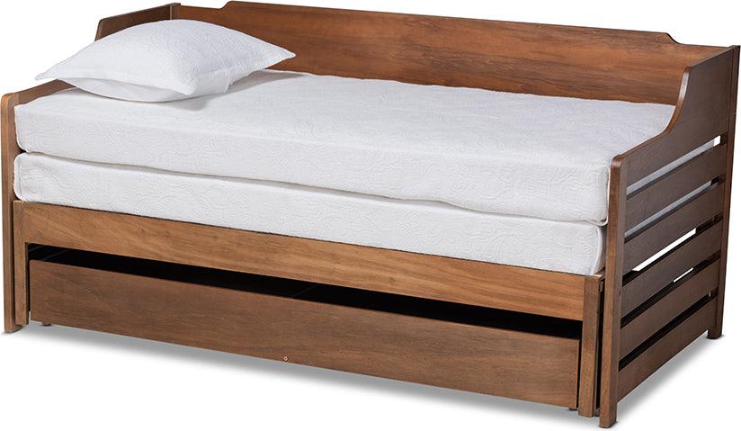 Wholesale Interiors Daybeds - Jameson Walnut Brown Finished Expandable Twin Size to King Size Daybed with Storage Drawer