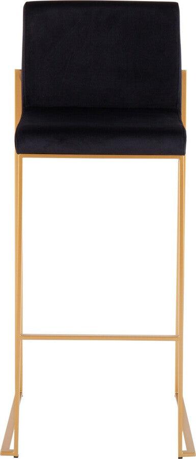 Lumisource Barstools - Fuji High Back Barstool In Gold Steel & Black Velvet (Set of 2)