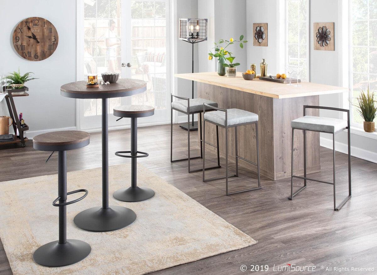 Lumisource Bar Tables - Dakota Industrial Adjustable Bar / Dinette Table in Grey & Brown