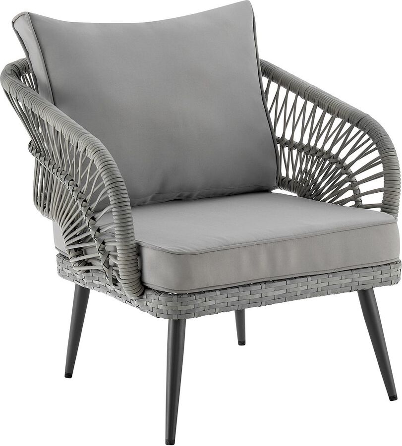 Manhattan Comfort Outdoor Conversation Sets - Riviera Patio 5- Person Conversation Set with Coffee Table with Grey Cushions