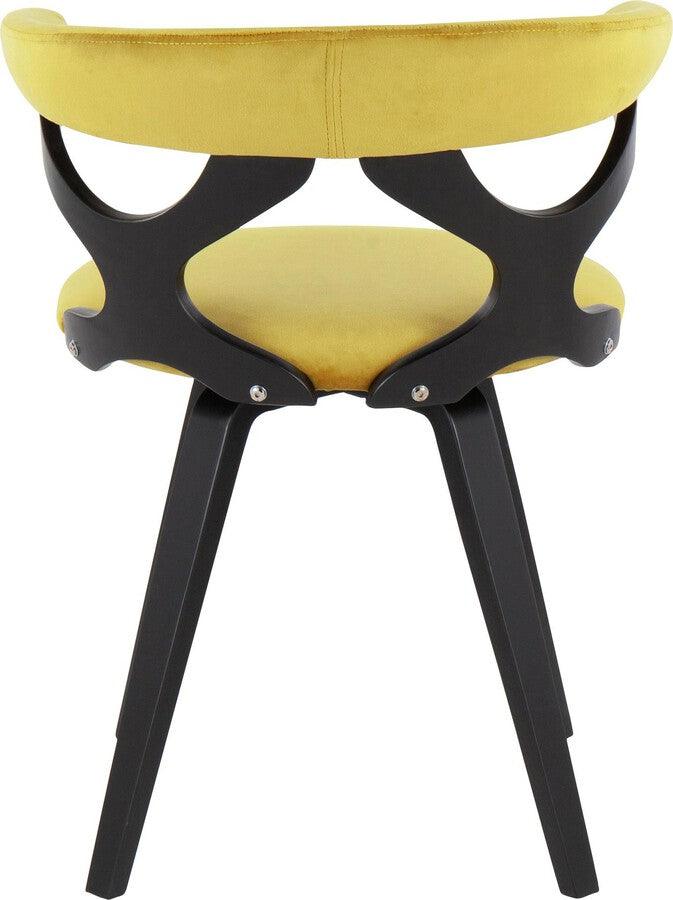 Lumisource Dining Chairs - Gardenia Contemporary Dining/Accent Chair With Swivel In Black Wood & Chartreuse Velvet