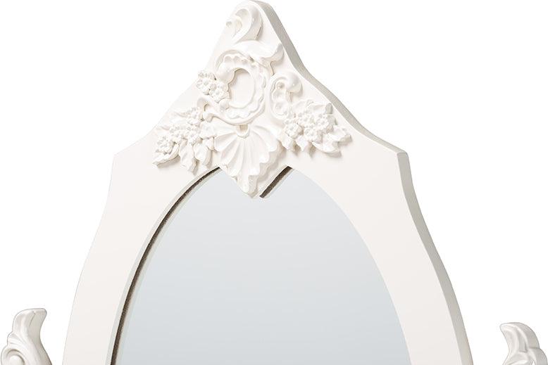 Wholesale Interiors Bedroom Vanity - Macsen Classic and Traditional White Finished Wood 2-Piece Vanity Set with Adjustable Mirror