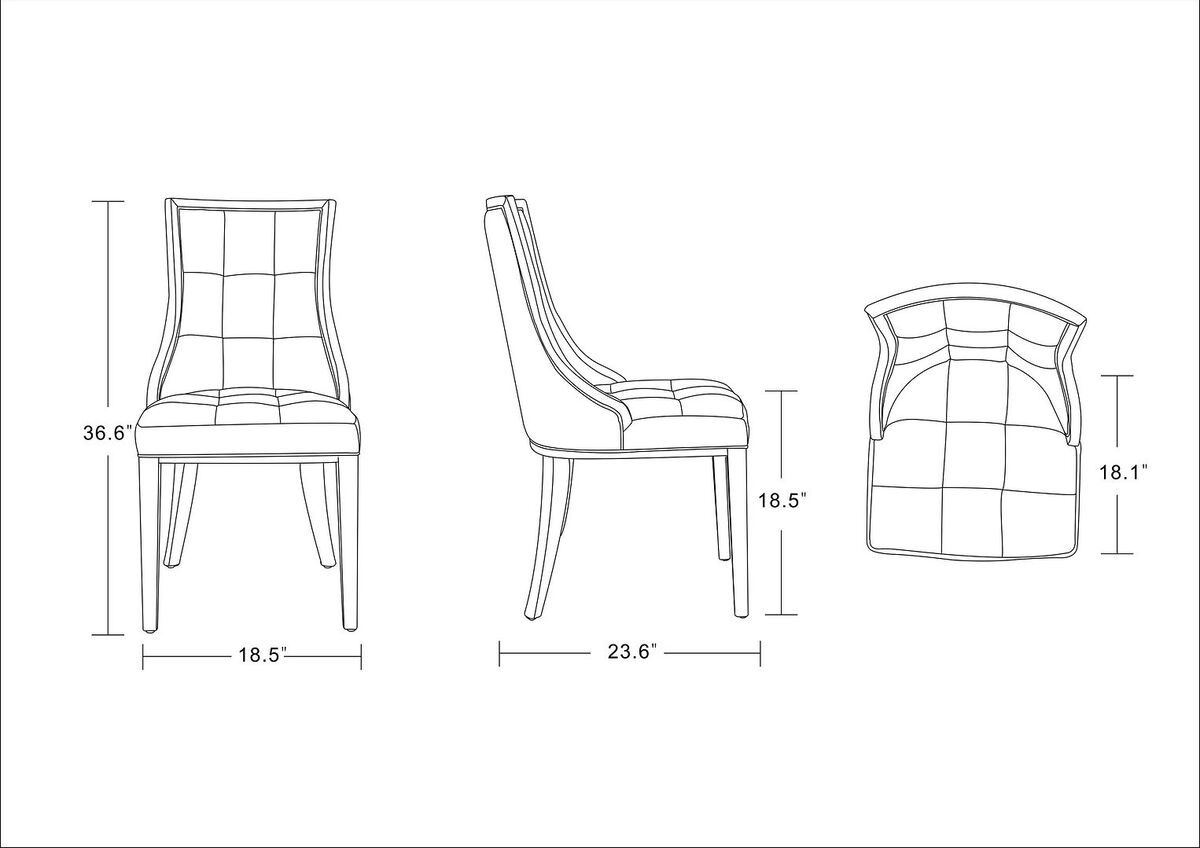 Manhattan Comfort Dining Chairs - Fifth Avenue Saddle and Walnut Faux Leather Dining Chair (Set of Two)