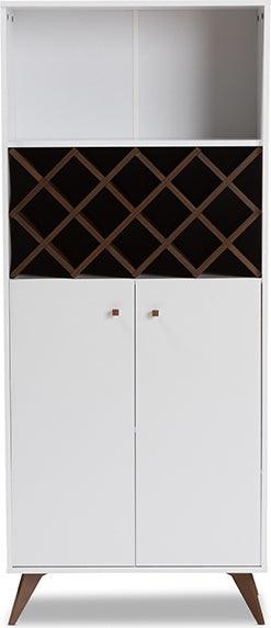 Wholesale Interiors Buffets & Sideboards - Serafino Modern and Walnut Finished Wood Wine Cabinet White & Walnut Brown