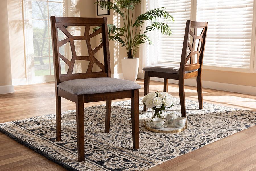 Wholesale Interiors Dining Chairs - Abilene Mid-Century Grey & Walnut Brown Dining Chair Set of 2
