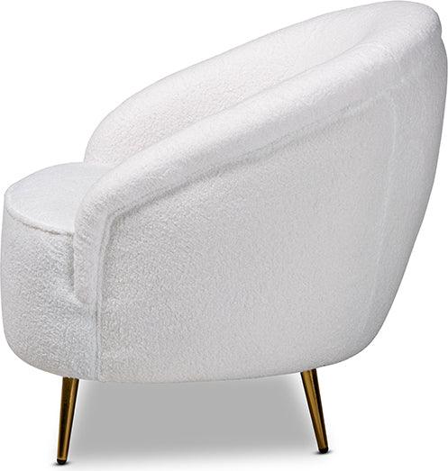 Wholesale Interiors Accent Chairs - Urian White Boucle Upholstered and Gold Finished Metal Accent Chair