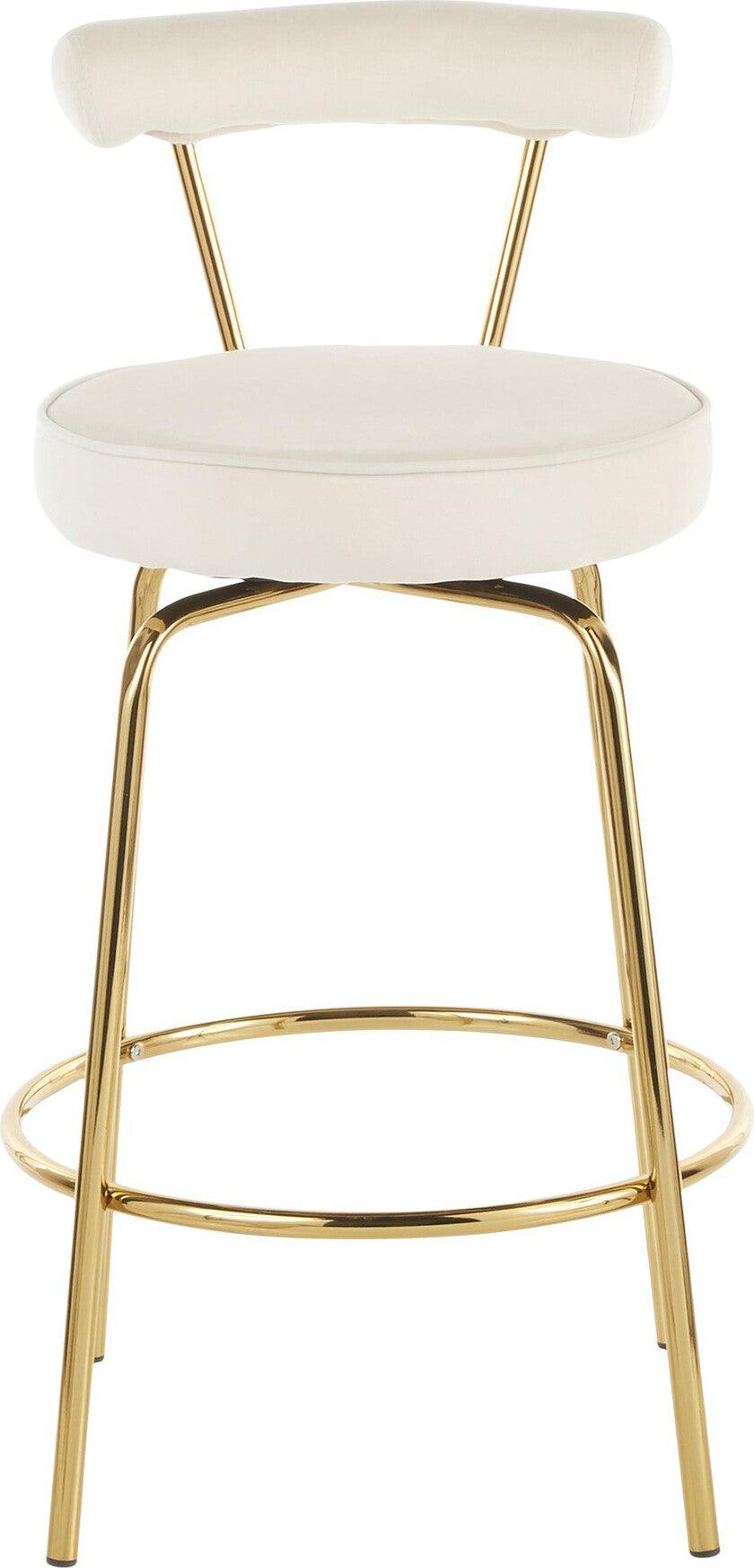 Lumisource Barstools - Rhonda Counter Stool Gold & Cream (Set of 2)