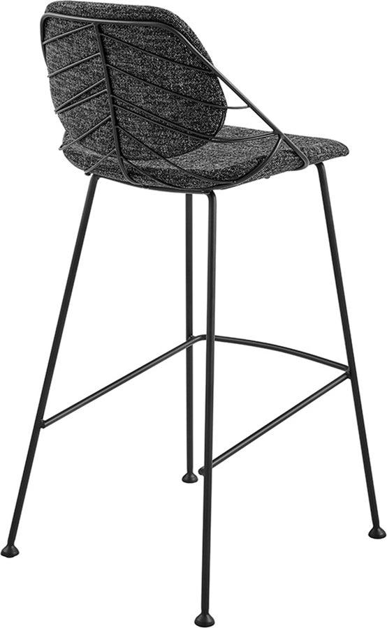Euro Style Barstools - Linnea-B Bar Stool In Black Fabric with Matte Black Frame and Legs - Set Of 2