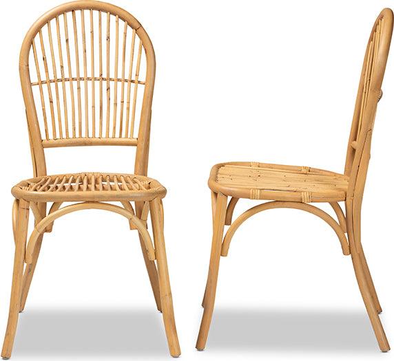Wholesale Interiors Dining Chairs - Wina Modern Bohemian Natural Brown Rattan 2-Piece Dining Chair Set