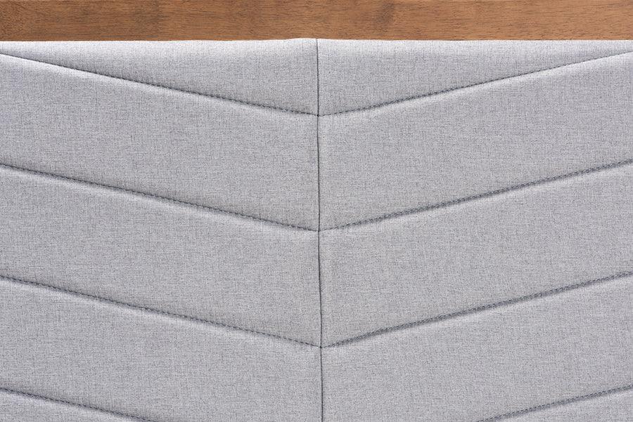 Wholesale Interiors Headboards - Iden Light Grey Fabric Upholstered and Walnut Brown Finished Wood Queen Size Headboard