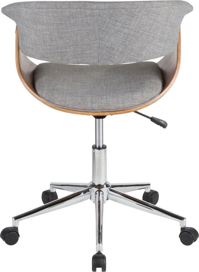 Lumisource Task Chairs - Vintage Mod Mid-Century Modern Office Chair in Walnut Wood and Light Grey Fabric