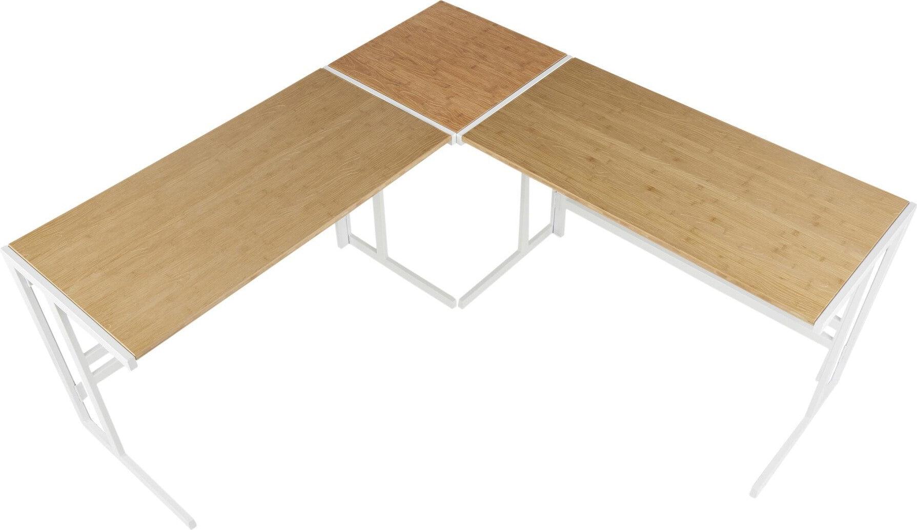 Lumisource Desks - Roman Office Desk - L Shaped Set White & Natural