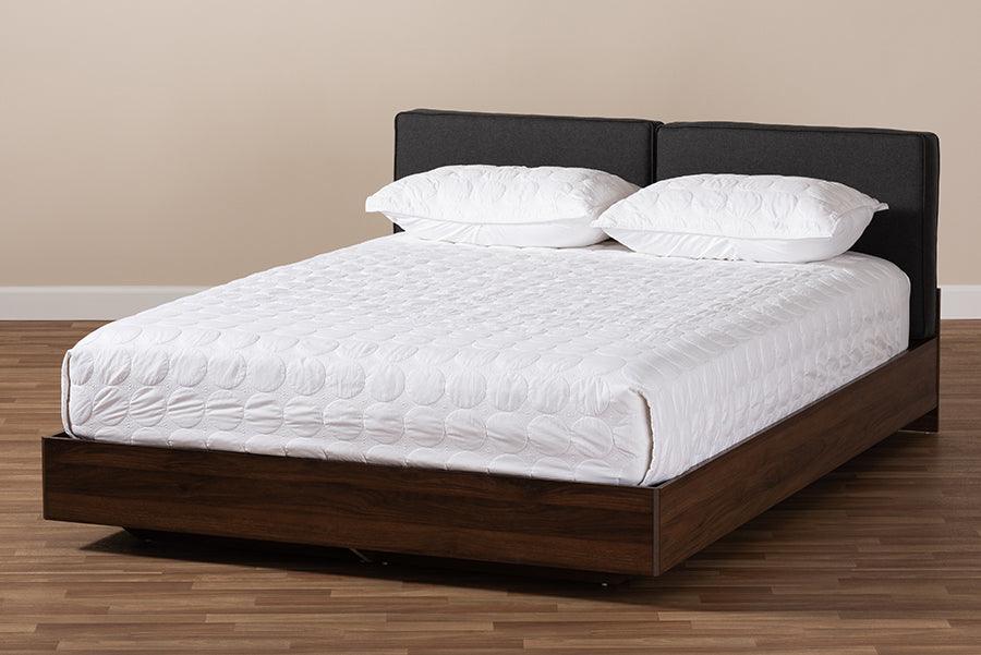 Wholesale Interiors Beds - Iselin Queen Storage Bed Dark Gray & Walnut Brown