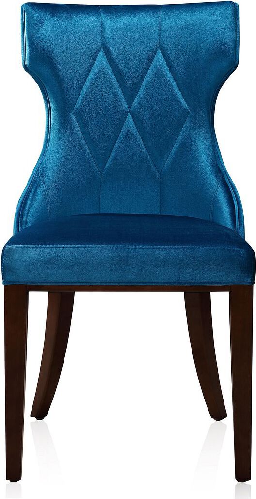 Manhattan Comfort Dining Chairs - Reine Cobalt Blue & Walnut Velvet Dining Chair (Set of Two)