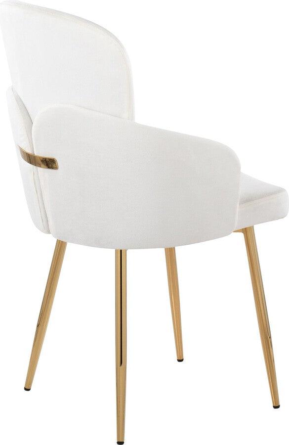 Lumisource Dining Chairs - Dahlia Contemporary Dining Chair In Gold Metal & Cream Velvet With Gold Accent (Set of 2)